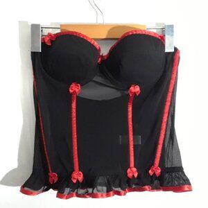 Black and Red Truffles Corset Style Lingerie Size Large
